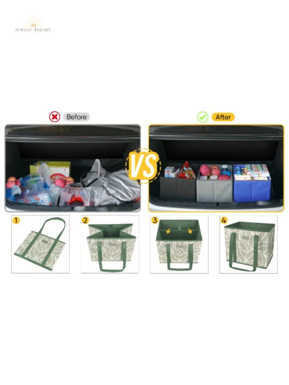 Reusable Grocery Bags Heavy Duty Shopping Tote with Reinforced Bottom
